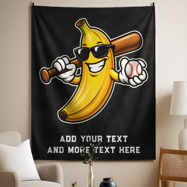 Lets Go Bananas Retro Baseball Banana Funny Tapestry (Creator Uploaded)