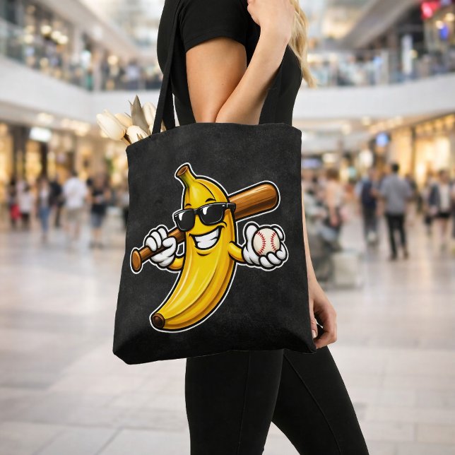 Lets Go Bananas Retro Baseball Banana Funny Tote Bag (Creator Uploaded)