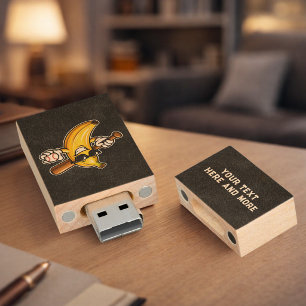 Lets Go Bananas Retro Baseball Banana Funny Wood Flash Drive