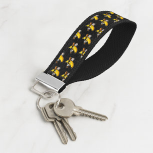 Lets Go Bananas Retro Baseball Banana Funny Wrist Keychain