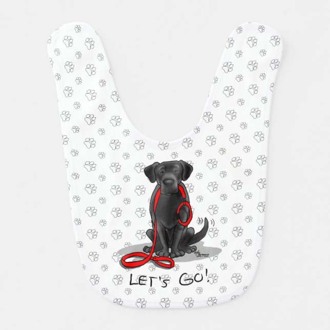 Let's Go! Black Labrador Retriever - Cute Dog Baby Bib (Front)