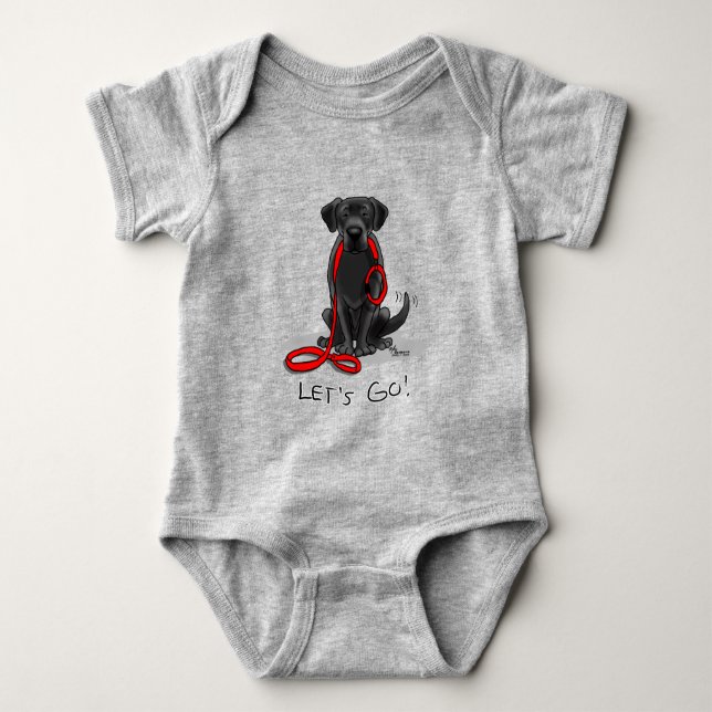 Let's Go! Black Labrador Retriever - Cute Dog Baby Bodysuit (Front)
