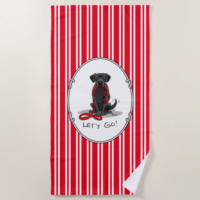 Let's Go! Black Labrador Retriever - Cute Dog Beach Towel (Front)