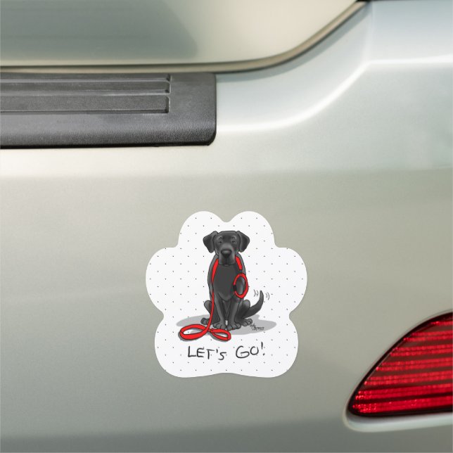 Let's Go! Black Labrador Retriever - Cute Dog Car Magnet (In Situ)