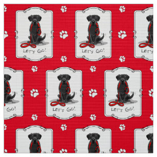 Let's Go! Black Labrador Retriever - Cute Dog Fabric