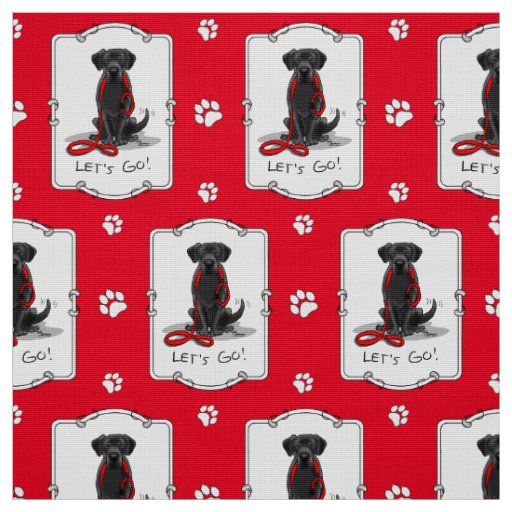 Let's Go! Black Labrador Retriever - Cute Dog Fabric