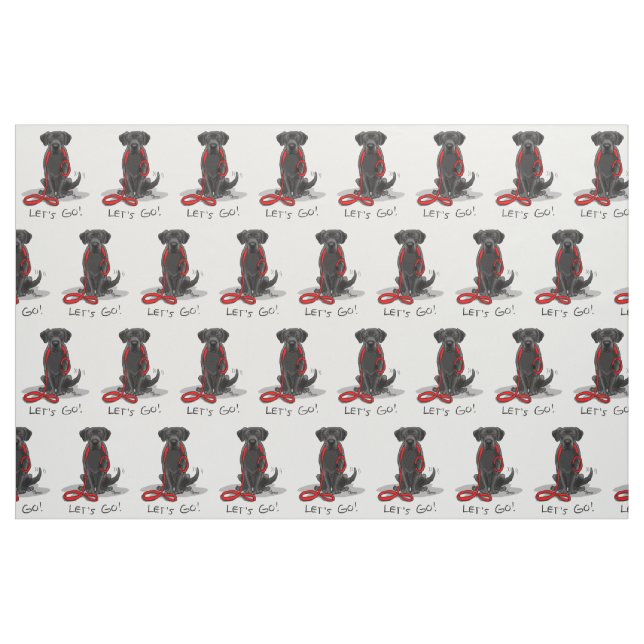 Let's Go! Black Labrador Retriever - Cute Dog Fabric (Fat Quarter)