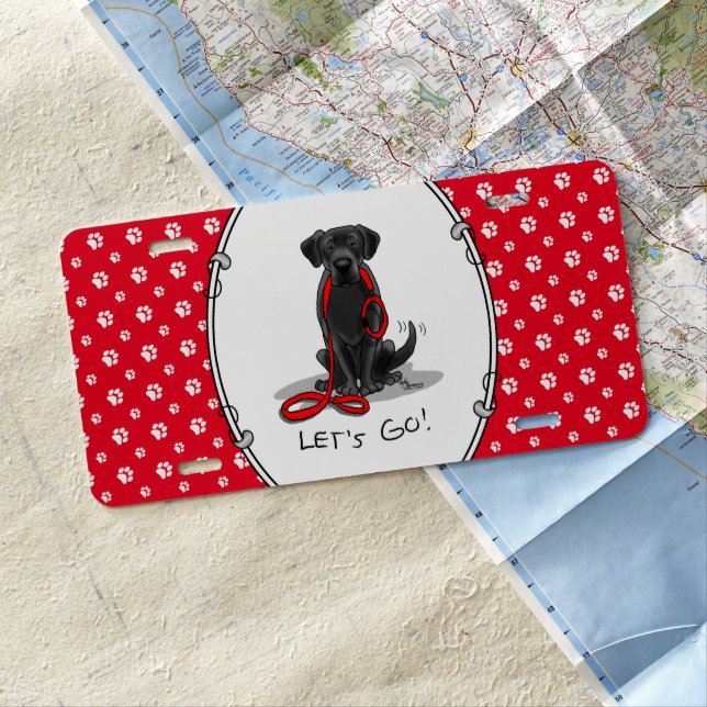 Let's Go! Black Labrador Retriever - Cute Dog License Plate (In Situ)