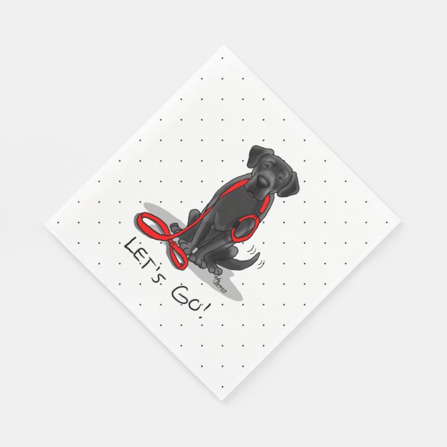 Let's Go! Black Labrador Retriever - Cute Dog Napkins (Corner)