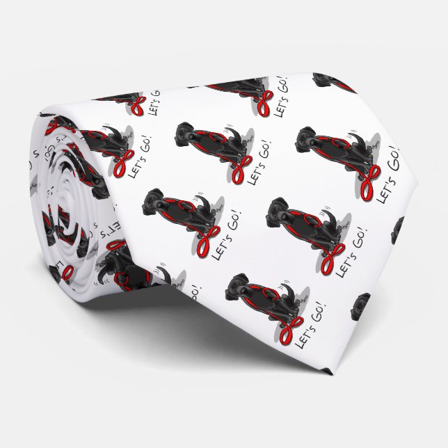 Let's Go! Black Labrador Retriever - Cute Dog Neck Tie (Rolled)