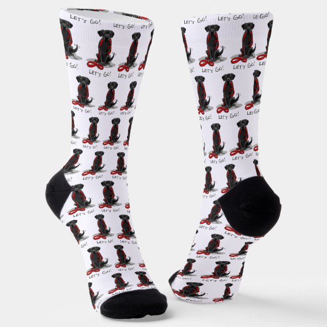 Let's Go! Black Labrador Retriever - Cute Dog Socks (Angled)