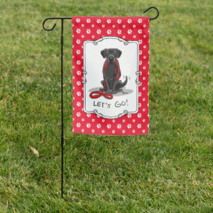 Let's Go! Black Labrador Retriever Dog - Cute Fun Garden Flag