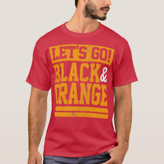 Lets Go Black Orange Team Colors Vintage Game Day T-Shirt