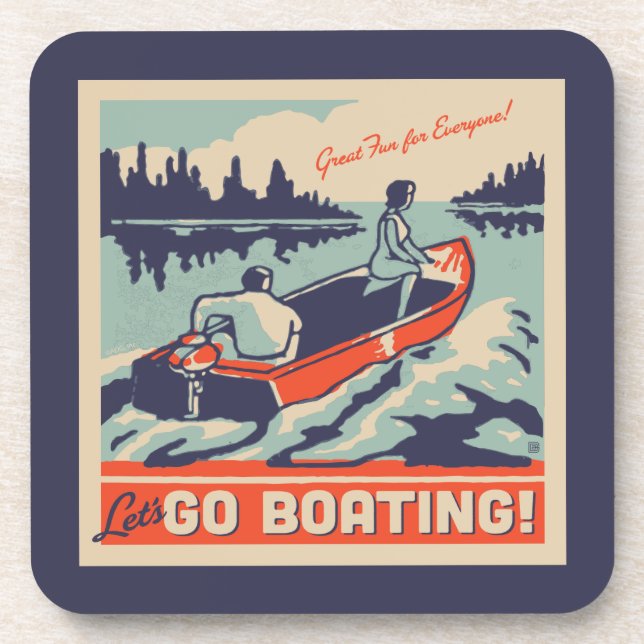 Let's Go Boating Beverage Coaster (Front)