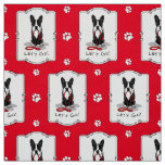 Let's Go! Boston Terrier (black) Funny dog Fabric