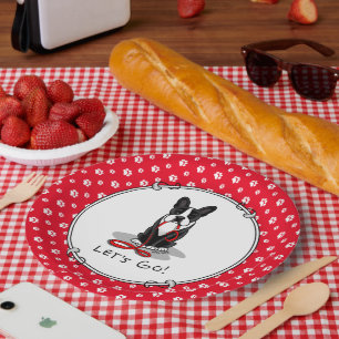 Let's Go! Boston Terrier Dog (black) Funny Paper Plates