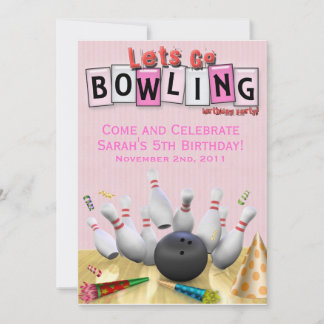 Let's Go Bowling Birthday Party Invitation