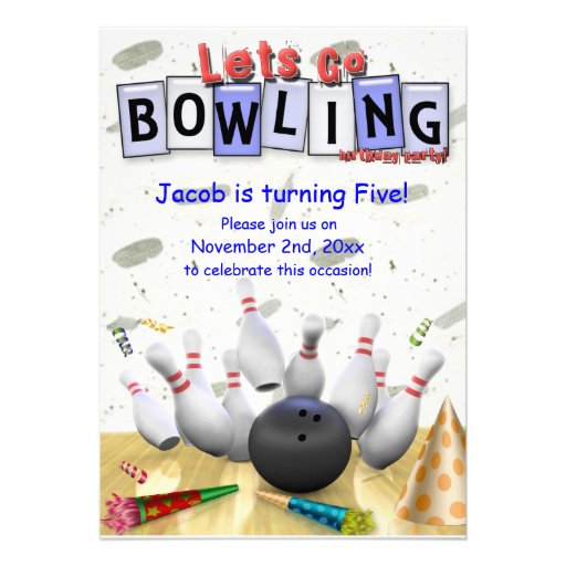 Let's Go Bowling! Birthday Party Invitation 5