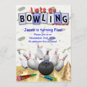 Let's Go  Bowling!  Birthday Party Invitation