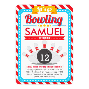 Let's go Bowling Birthday Party Invitation