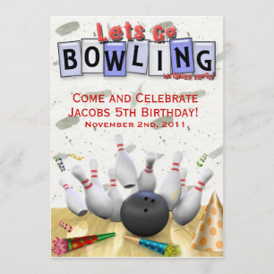 Let's Go Bowling Birthday Party Invitation