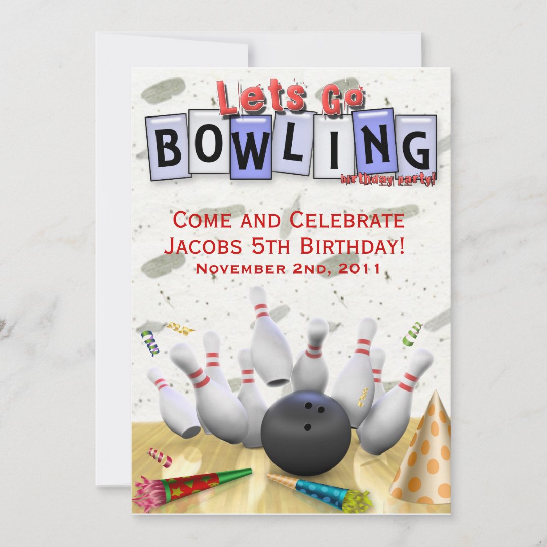 Let's Go Bowling Birthday Party Invitation | Zazzle