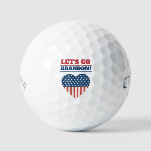 Lets Go Brandon American Flag Heart Callaway  Golf Balls