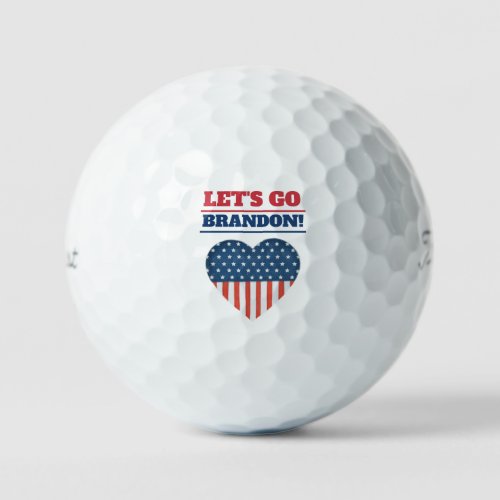 Lets Go Brandon American Flag Heart Titleist Golf Balls