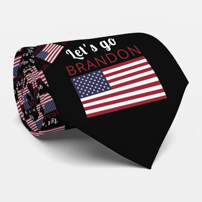 Let's go Brandon, American Flag Neck Tie (Rolled)