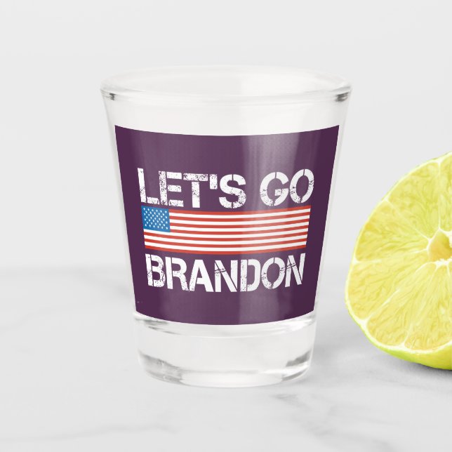 Let's Go Brandon American Flag Purple Shot Glass (Front)