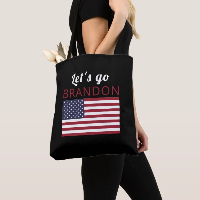 Let's go Brandon, American Flag Tote Bag (Close Up)