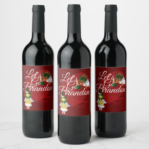 Lets Go Brandon Angel Christmas Wine Labels