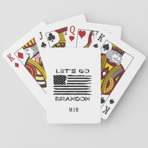 Lets Go Brandon Biden Flag Initial Name Playing Cards