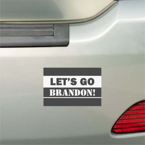 Lets Go Brandon Black And White Square Car Magnet