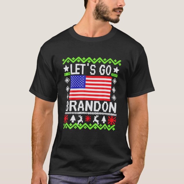 Let's Go Brandon Camouflage US-Flag Christmas T-Shirt (Front)