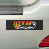 Lets Go Brandon Checkered Flag Flames Bumper Sticker (On Car)
