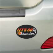Lets Go Brandon Checkered Flag Flames Car Magnet (In Situ)