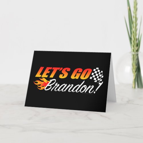 Lets Go Brandon Checkered Flag Flames Holiday Card