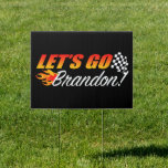 Lets Go Brandon Checkered Flag Flames Sign
