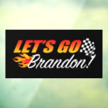 Lets Go Brandon Checkered Flag Flames Window Cling