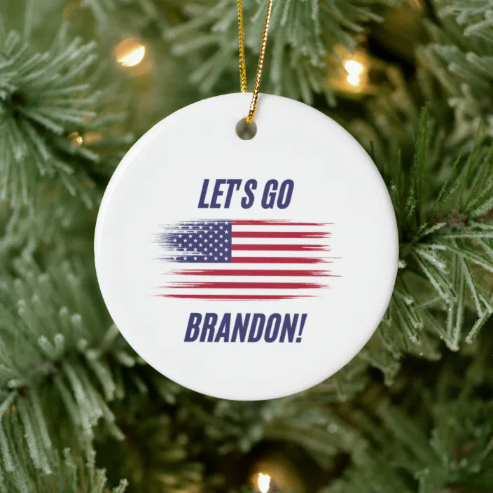 Let's Go Brandon Flag FJB Christmas Ornament Holiday 2021 Gift Keepsake Gift Holiday Xmas Ornament Funny Gift Ceramic Ornament
