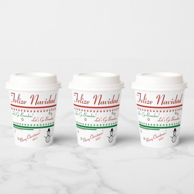 Let's Go Brandon Christmas Paper Cups (Multi)