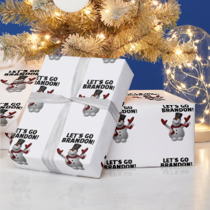 LET'S GO BRANDON CHRISTMAS SNOWMAN WRAPPING PAPER