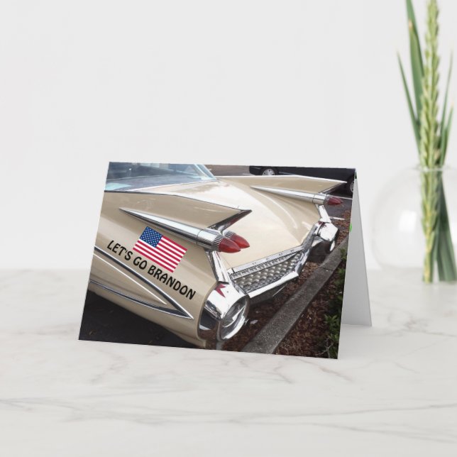 LET'S GO BRANDON CLASSIC CAR FINS CHRIISTMAS CARDS (Front)
