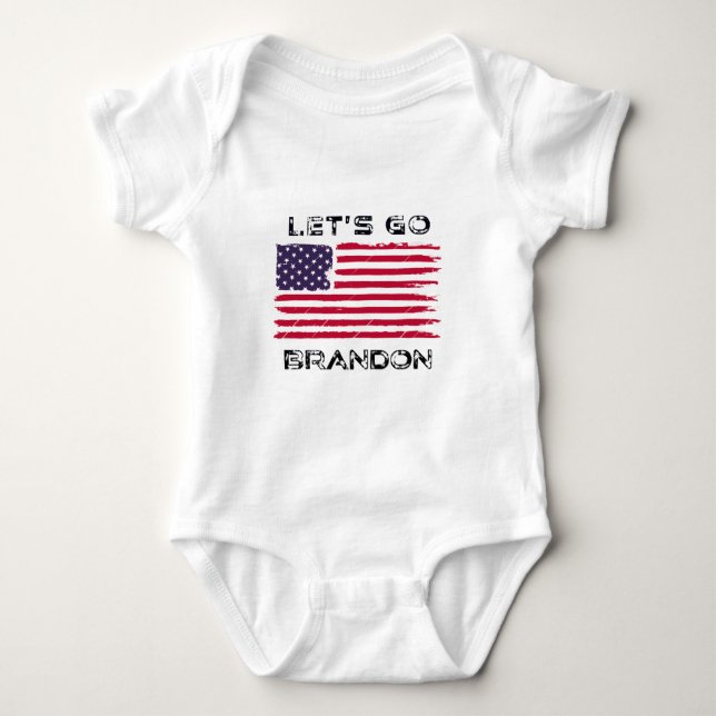 Let's Go Brandon Conservative Anti Liberal US Flag Baby Bodysuit (Front)