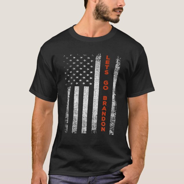 Lets Go Brandon Distressed American Flag T-Shirt (Front)