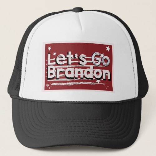 Lets Go Brandon Distressed American Flag Trucker Hat