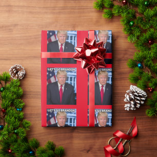 LET'S GO BRANDON DONALD TRUMP CHRISTMAS  WRAPPING PAPER