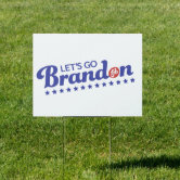 LARGE Lets go Brandon Yard Sign Double Sided Corrugated Yard Sign 18''x24''  Double Sided with Stakes (Lets Go Brandon Blue FJB)