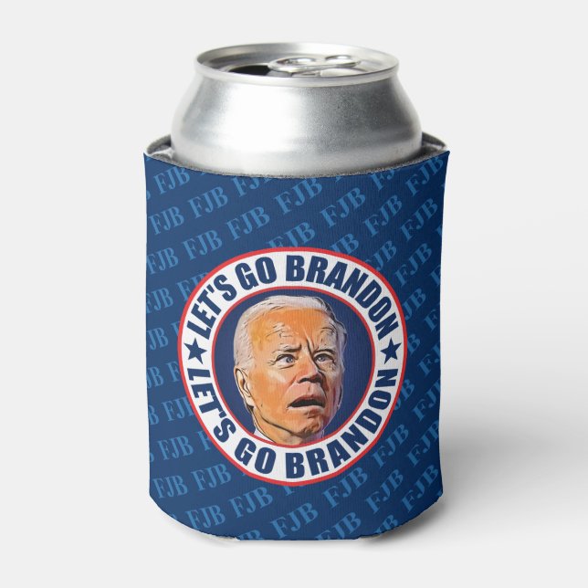 Let's Go Brandon FJB funny anti joe Biden  Can Cooler (Can Front)